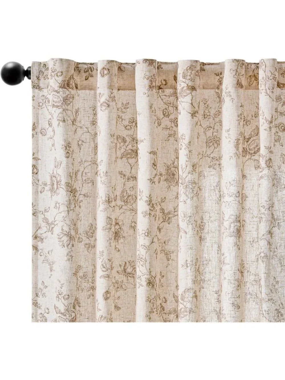 Elegant Taupe Floral Linen Curtains 90